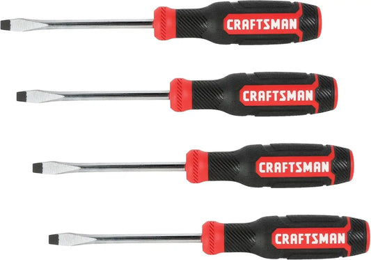 CRAFTSMAN Screwdriver, Slotted, Bi-Material, 1/4 X 4 Inch (CMHT65059N), (Pack of 4)