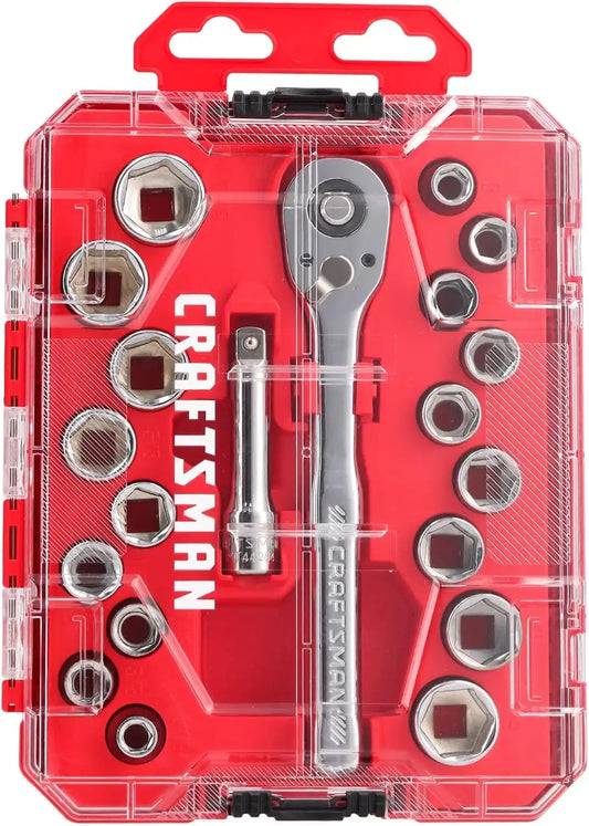 CRAFTSMAN 20-Piece Standard (SAE) and Metric Mechanics Tool Set with Case