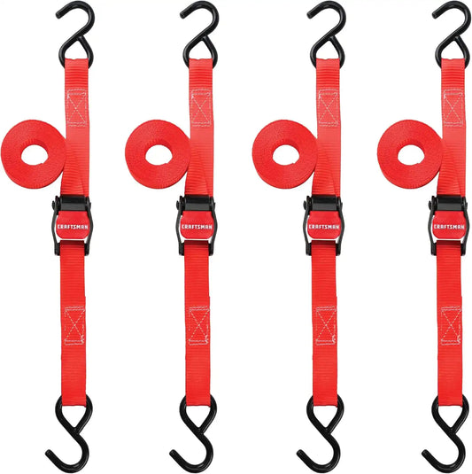 CRAFTSMAN 1" x 10' x 900 lbs Light-Duty Cam Buckle Tie-Down Straps, 4-Pack