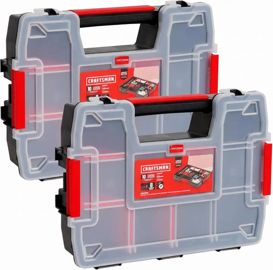CRAFTSMAN Storage Organizer,Small Parts Organizer with 10-Compartments,Lid Includes Secure Latch (CMST60964M), (Pack of 6)