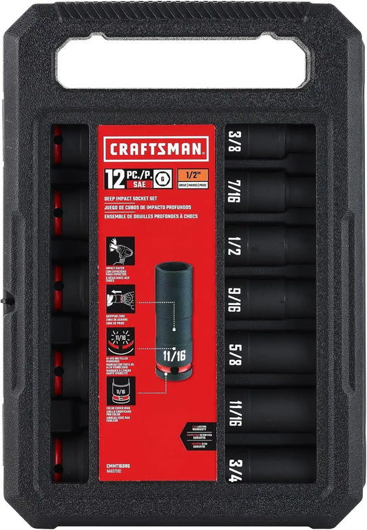 CRAFTSMAN 12 pc 1/2 in SAE Deep Impact Socket Set (CMMT16886)