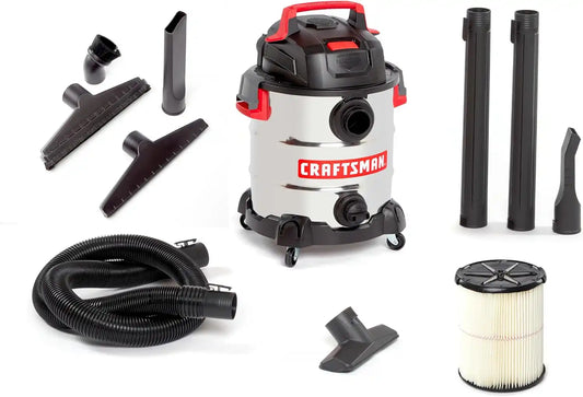 CRAFTSMAN CMXEVBE17155 10 Gallon 6.0 Peak HP Stainless Steel Vacuum Bundle