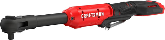CRAFTSMAN V20 Electric Ratchet, Extended Reach, Cordless 3/8 Ratchet with Multi-Size 1/4 and 1/2 Drive Interchangeable Anvils, LED Light, 300 RPM, 40 ft-lbs Torque, Battery Not Included (CMCF936B)