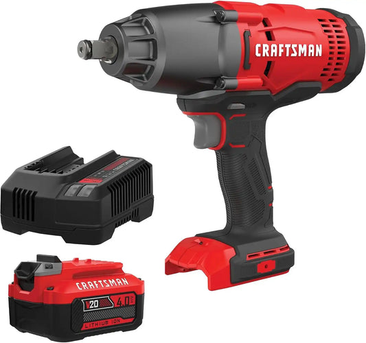 CRAFTSMAN V20 RP Cordless Impact Wrench Kit, 1/2 inch, Battery and Charger Included (CMCF900M1)