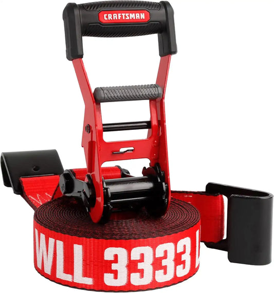 CRAFTSMAN 2" x 27' x 10,000 lbs Ratchet Strap with Flat Hooks, 1‑Pack