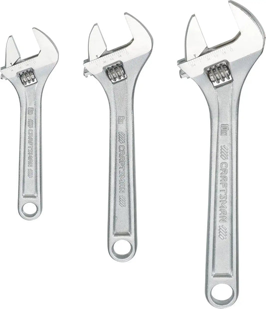 CRAFTSMAN Adjustable Wrench Set, 3-Piece All Steel, Metirc and SAE Scale (CMMT12001)