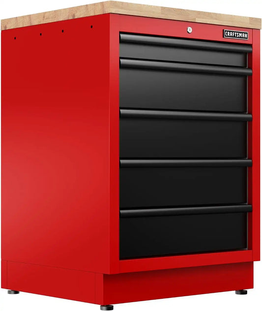 CRAFTSMAN Welded 5-Drawer Base Cabinet (Red/Black) (CMST32603RB)