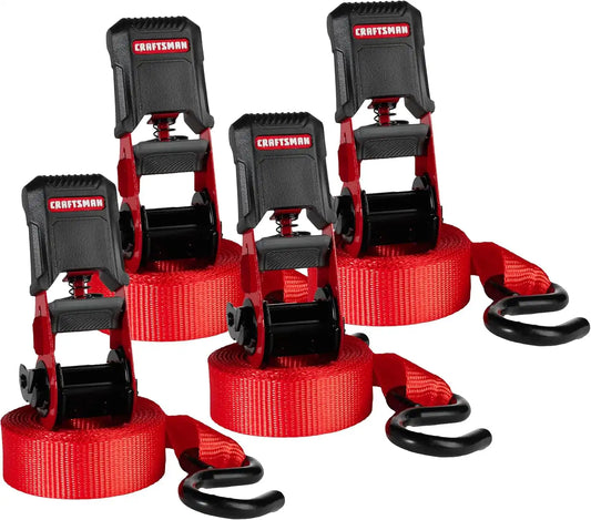 CRAFTSMAN 1" x 12' x 1,500 lbs Ergonomic Light-Duty Ratchet Straps, 4-Pack