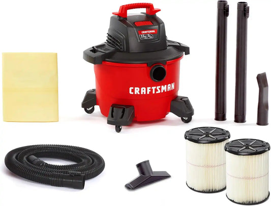 CRAFTSMAN CMXEVBE17584 6 Gallon 3.5 Peak HP Wet Dry Shop Vacuum Bundle