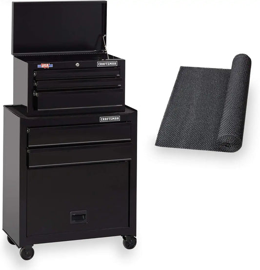 CRAFTSMAN Tool Chest Combo with Drawer Liner Roll, 26-Inch, Rolling, 5 Drawer, Black (CMST82763BK)