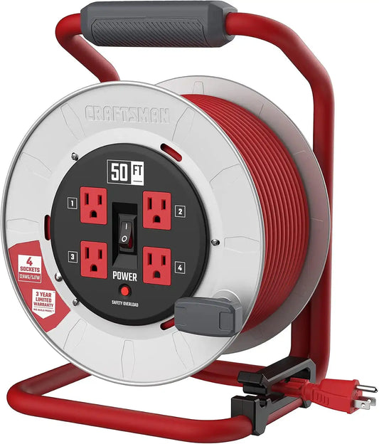 CRAFTSMAN 50 Ft. Contractor Edition Retractable Cord Reel, 4 Outlets